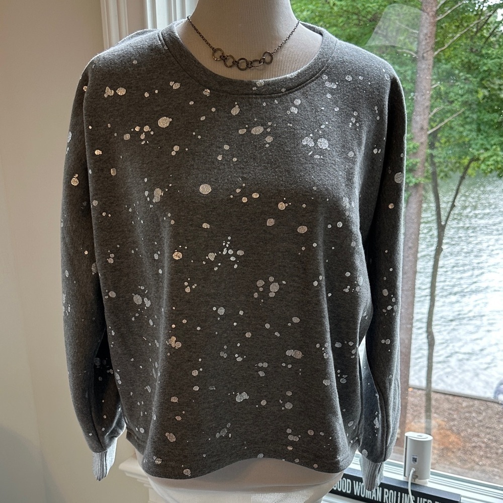 Splendid Metallic Splatter Sweatshirt, Soft, loose & Boxy, Medium, NWOT